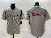 Men's Texas Rangers Team Big Logo Gray With Patch Cool Base Stitched Jersey,baseball caps,new era cap wholesale,wholesale hats